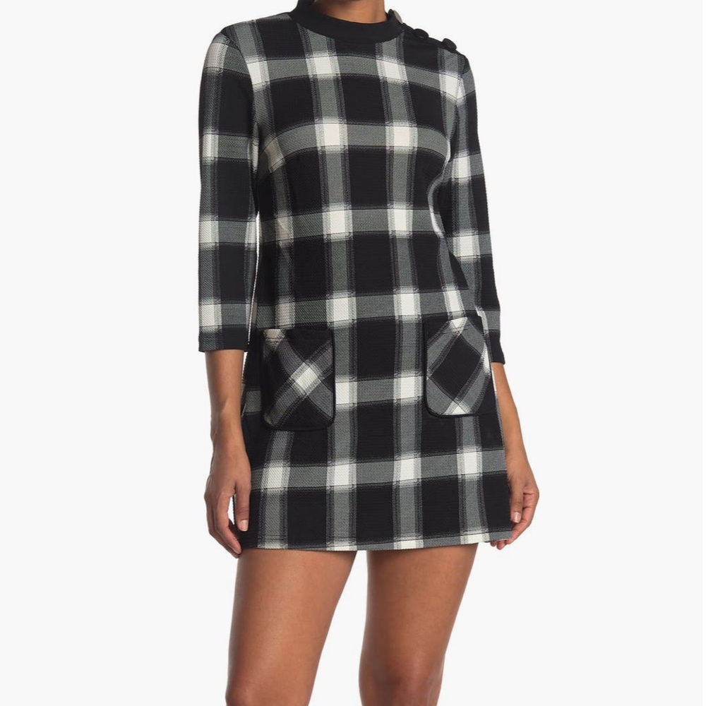 Plaid Black and White Women's Dress